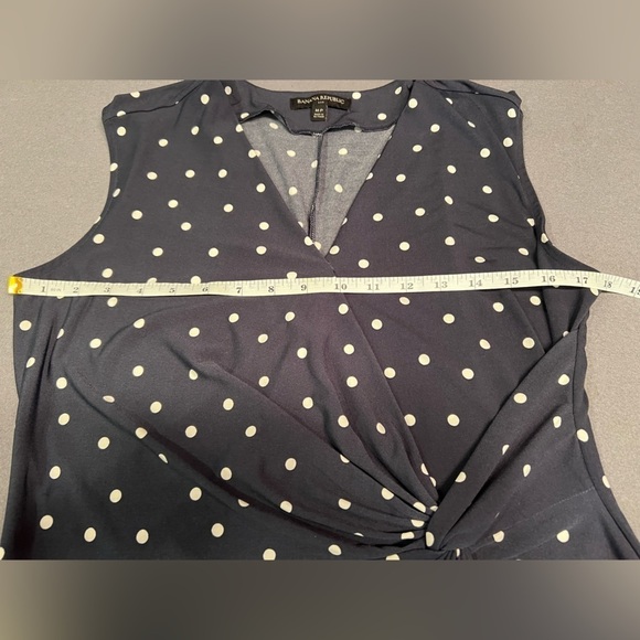 Banana Republic Sheath Dress Dark Blue & White Polka Dots Sze MP - Picture 10 of 13